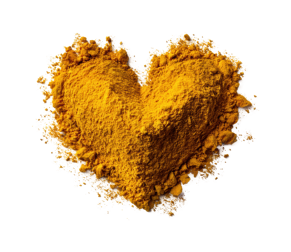 Crafting turmeric heart creative culinary display kitchen food isolated on transparent background, png