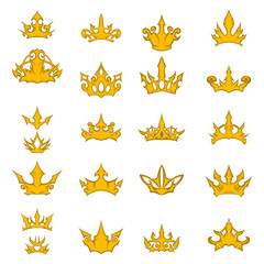 Crown Logo Symbol Illustration Digital Drawing Set Collection 