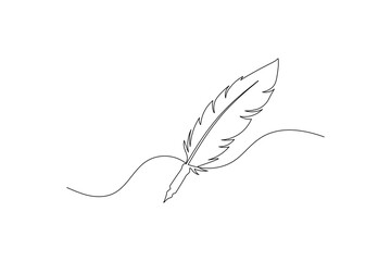 One line feather pen minimalist design illustration
