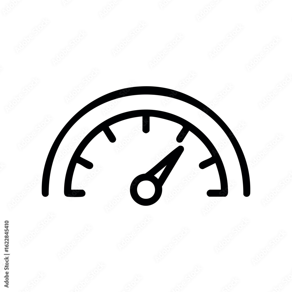 Poster speedometer icon with needle pointing right – stock vector icon in line style