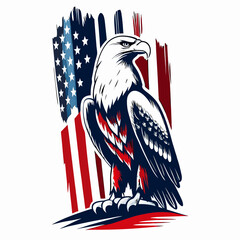 American eagle holding the US flag in a patriotic illustration design