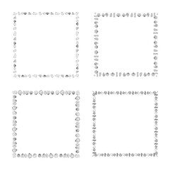 Set of square frames from sea shells and plants. 