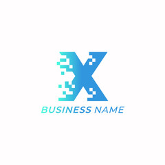 design logo creative letter X and pixel