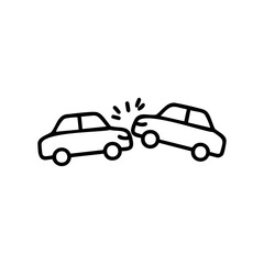 Fototapeta premium Simple black line drawing of two car collision – stock vector icon in line style