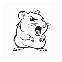Angry hamster face cartoon character vector illustration with expressive emotions design
