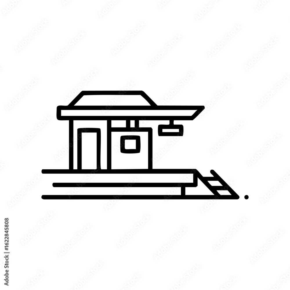Aufkleber minimalistic line art of a modern house design concept – stock vector icon in line style