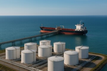  Mini Coastal Oil Tank Farm with Tanker Docked