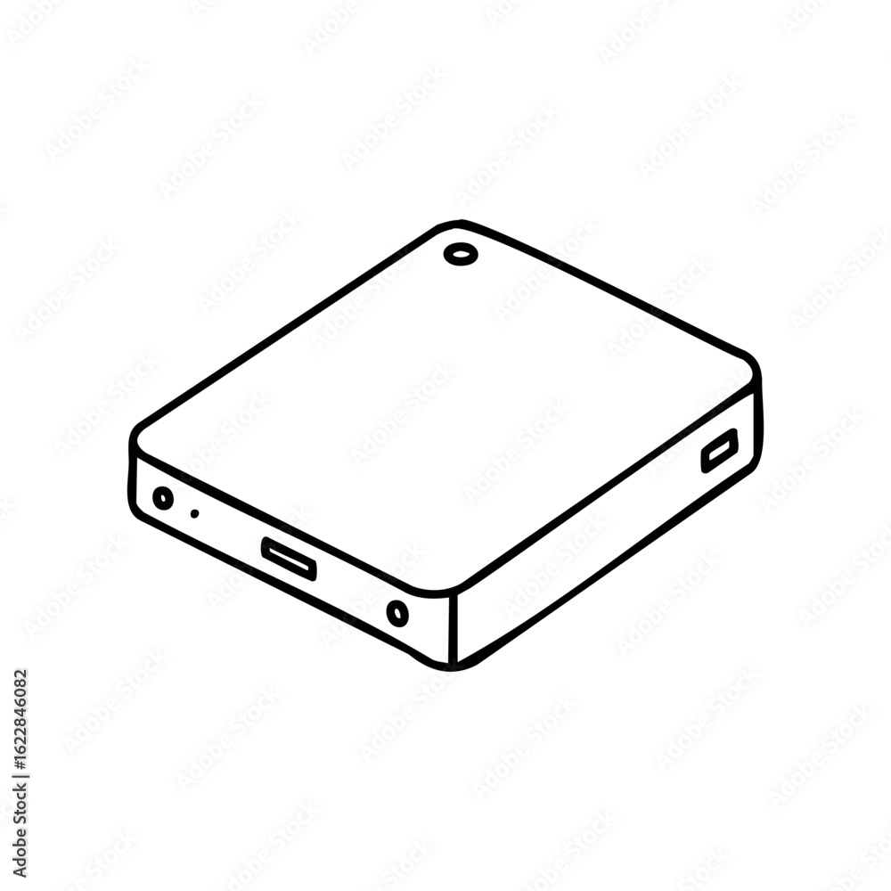 Poster portable external hard drive with usb connection – stock vector icon in line style