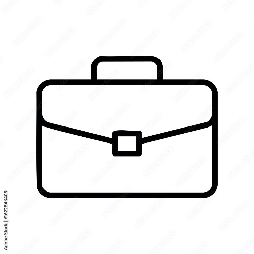 Poster minimalist briefcase icon with handle and lock outline – stock vector icon in line style