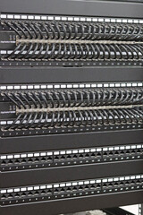 Connect Rj45 connector cables to the Ethernet data switch in the telecom rack of the network...