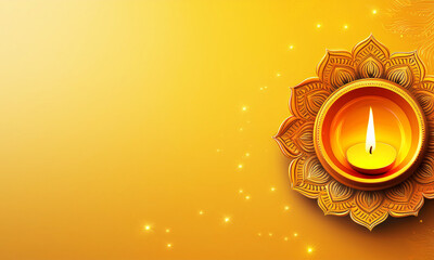 Happy Diwali background flatly image of Diwali Diya with greeting text, 2025 Diwali banner type background

