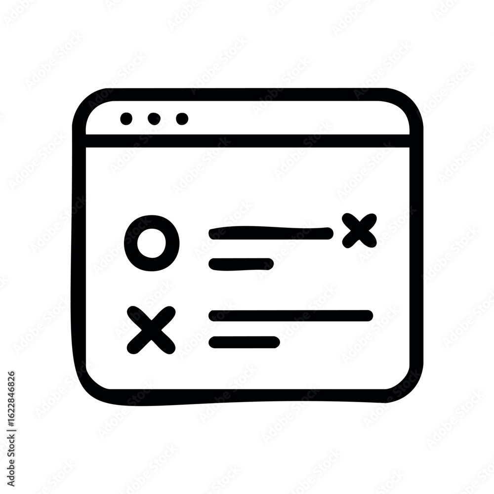 Poster simple icon of a browser with a diagram or plan – stock vector icon in line style