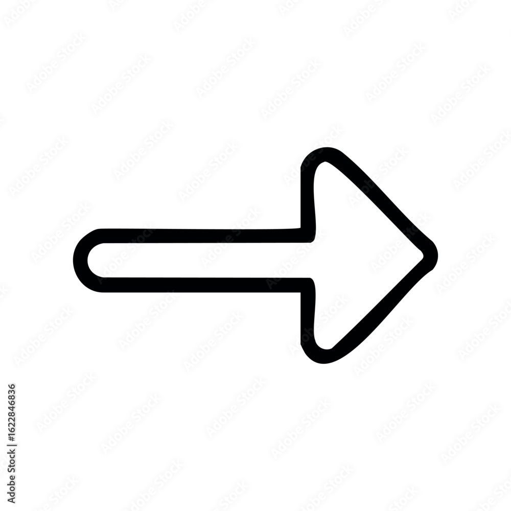 Poster simple black outline arrow pointing right – stock vector icon in line style