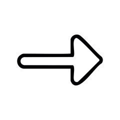 Simple black outline arrow pointing right – stock vector icon in line style