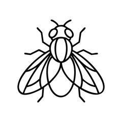 Obraz premium Simple line art drawing of a fly with outlined wings and body – stock vector icon in line style