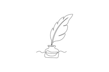 One line feather pen minimalist design illustration
