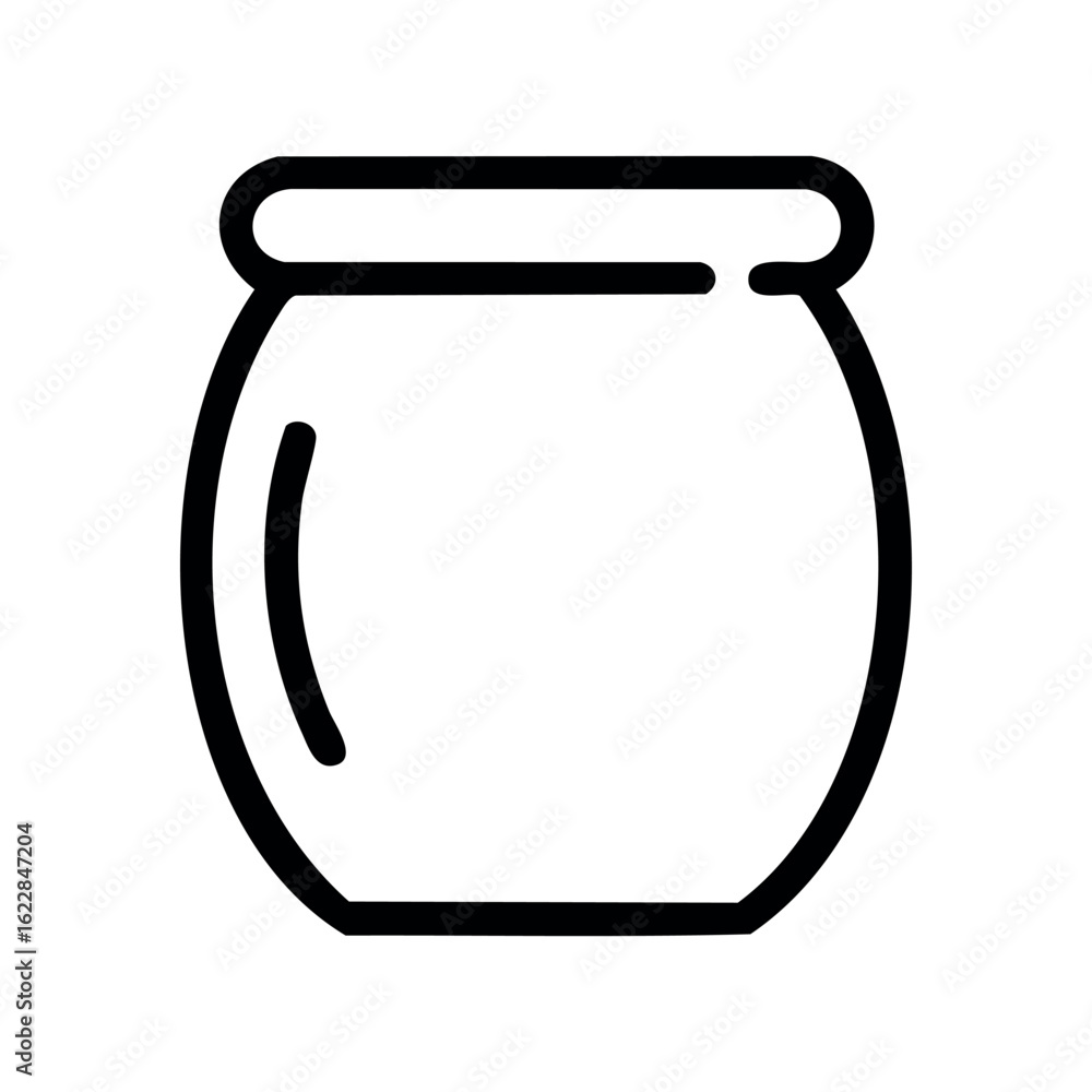 Poster simple outline of an empty fishbowl with thick rim – stock vector icon in line style