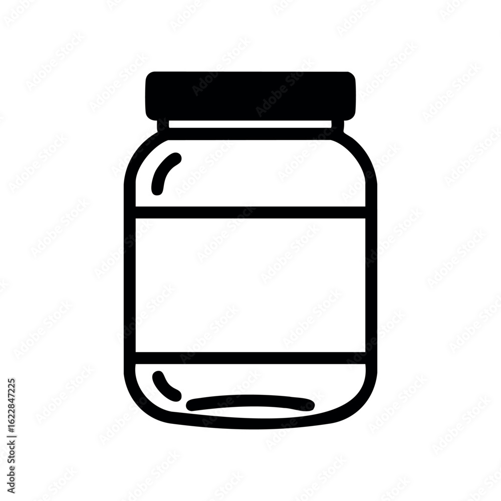 Poster minimalist line drawing of a jar with blank label – stock vector icon in line style