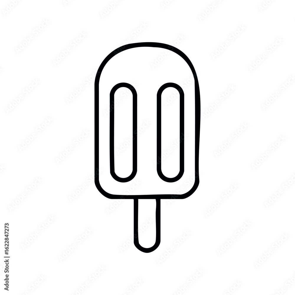 Poster minimalist outline of a popsicle ice cream stick drawing – stock vector icon in line style