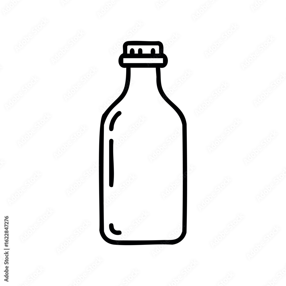 Poster simple outline drawing of a bottle with cap in minimalist style – stock vector icon in line style