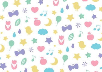 子どもかわいいパターンパステルカラー（シームレスではありません）