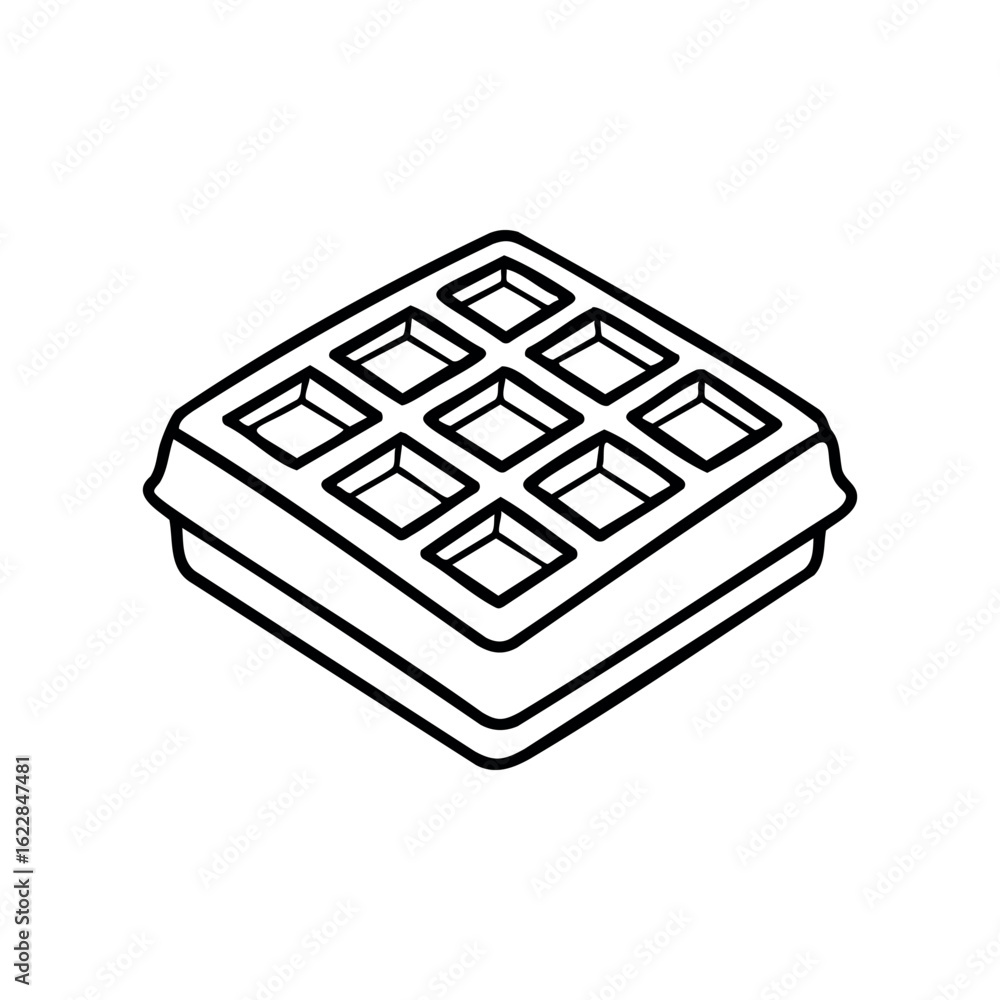 Poster Simple outline of a square waffle with grid pattern – stock vector icon in line style