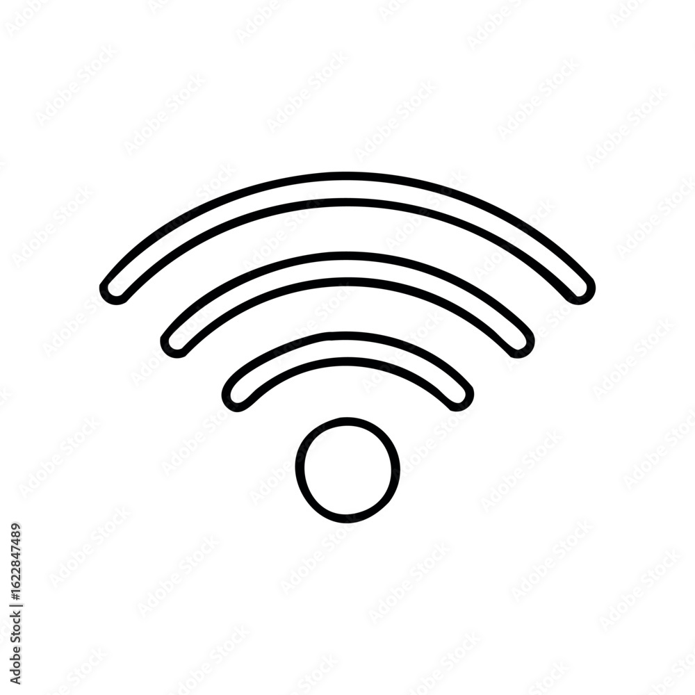 Poster minimalist wireless connectivity symbol with concentric circles – stock vector icon in line style