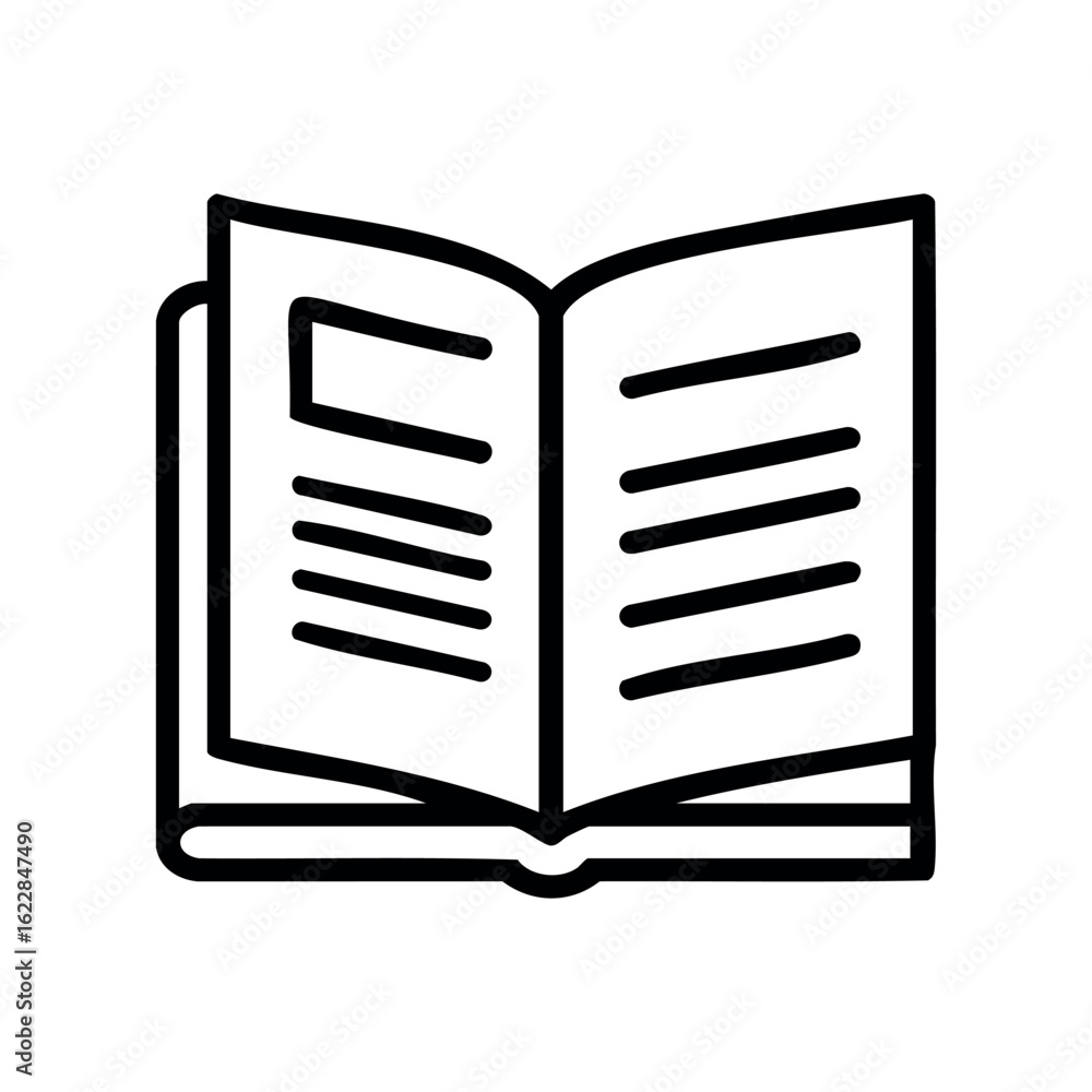 Poster open book illustration with thick lines and simple detailing – stock vector icon in line style