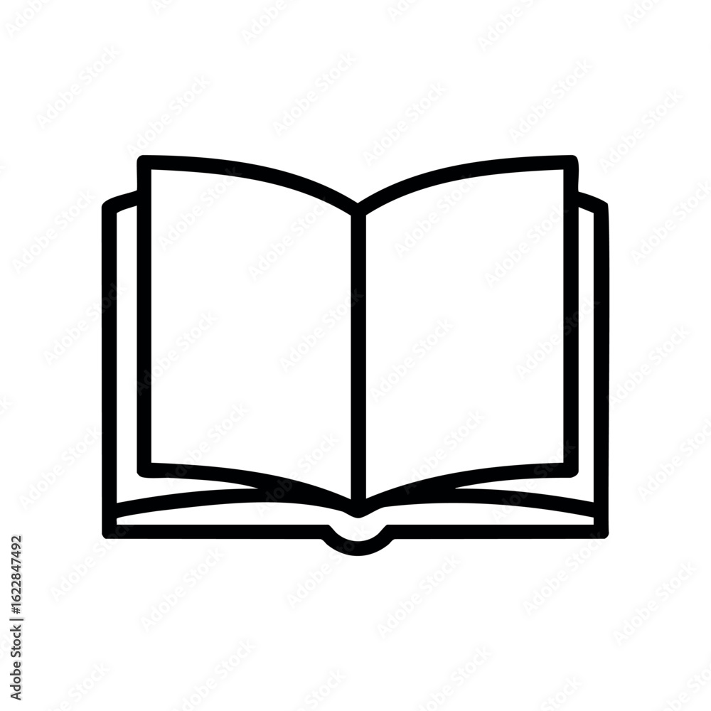 Aufkleber open book icon in simple black outline drawing – stock vector icon in line style