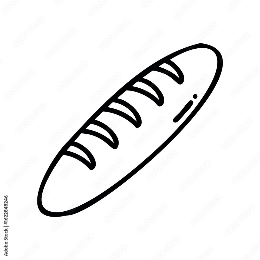 Poster simple outline of a classic french baguette with a minimalist design – stock vector icon in line sty
