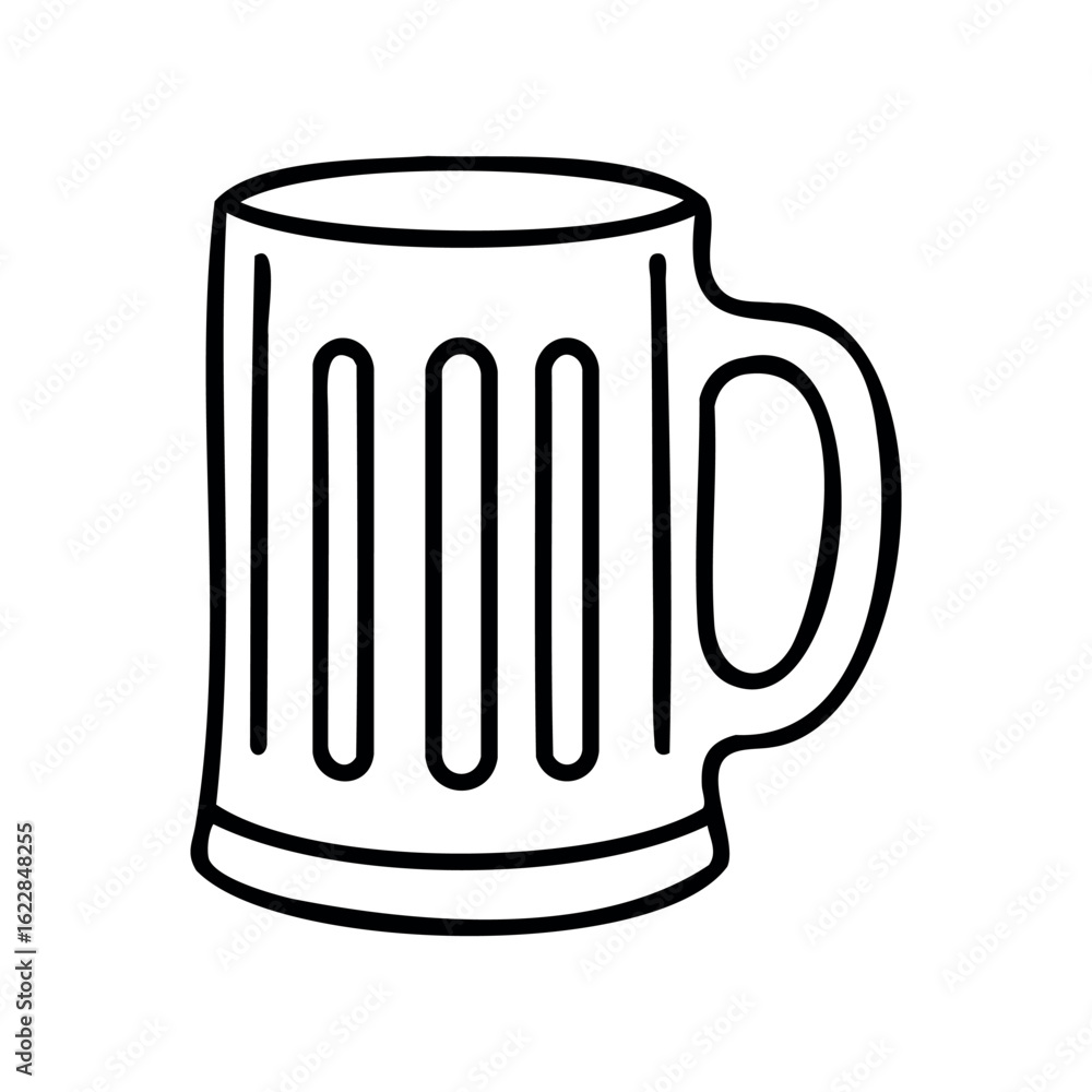 Poster simple line art of a beer mug with handle – stock vector icon in line style