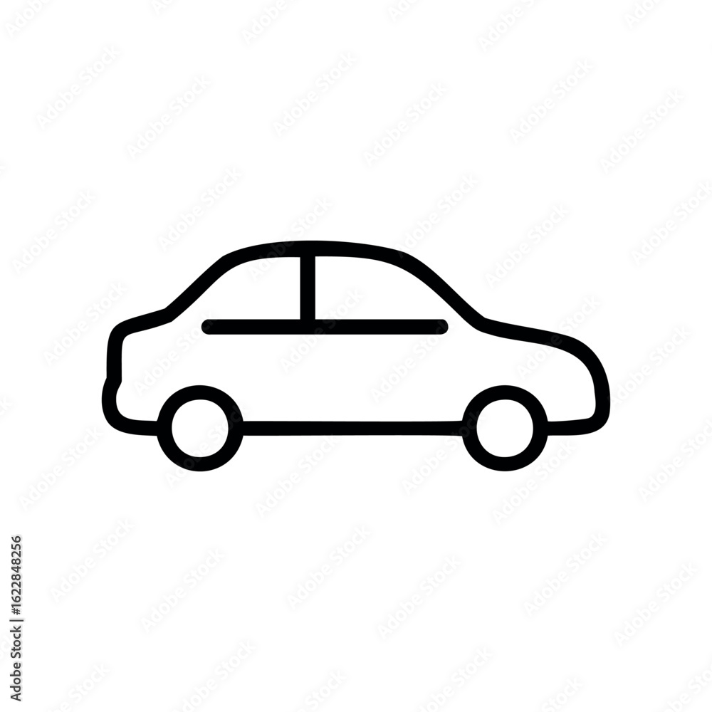Poster minimalist outline of a compact car icon design – stock vector icon in line style