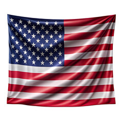 Obraz premium A fabric american flag hanging, isolated on transparent background