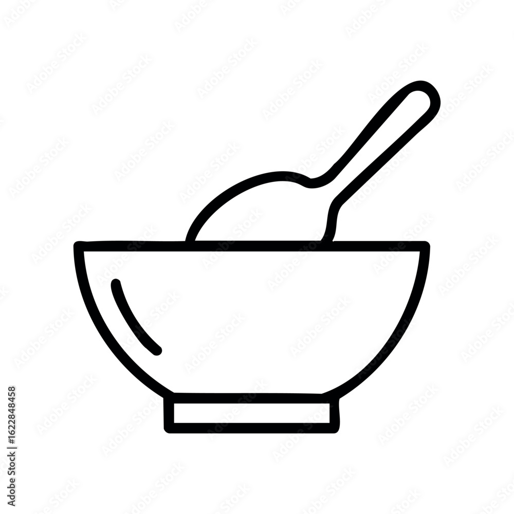 Aufkleber simple outline of a bowl and spoon in minimalist style – stock vector icon in line style