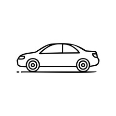 Fototapeta premium Simple outline drawing of a sedan car side view – stock vector icon in line style