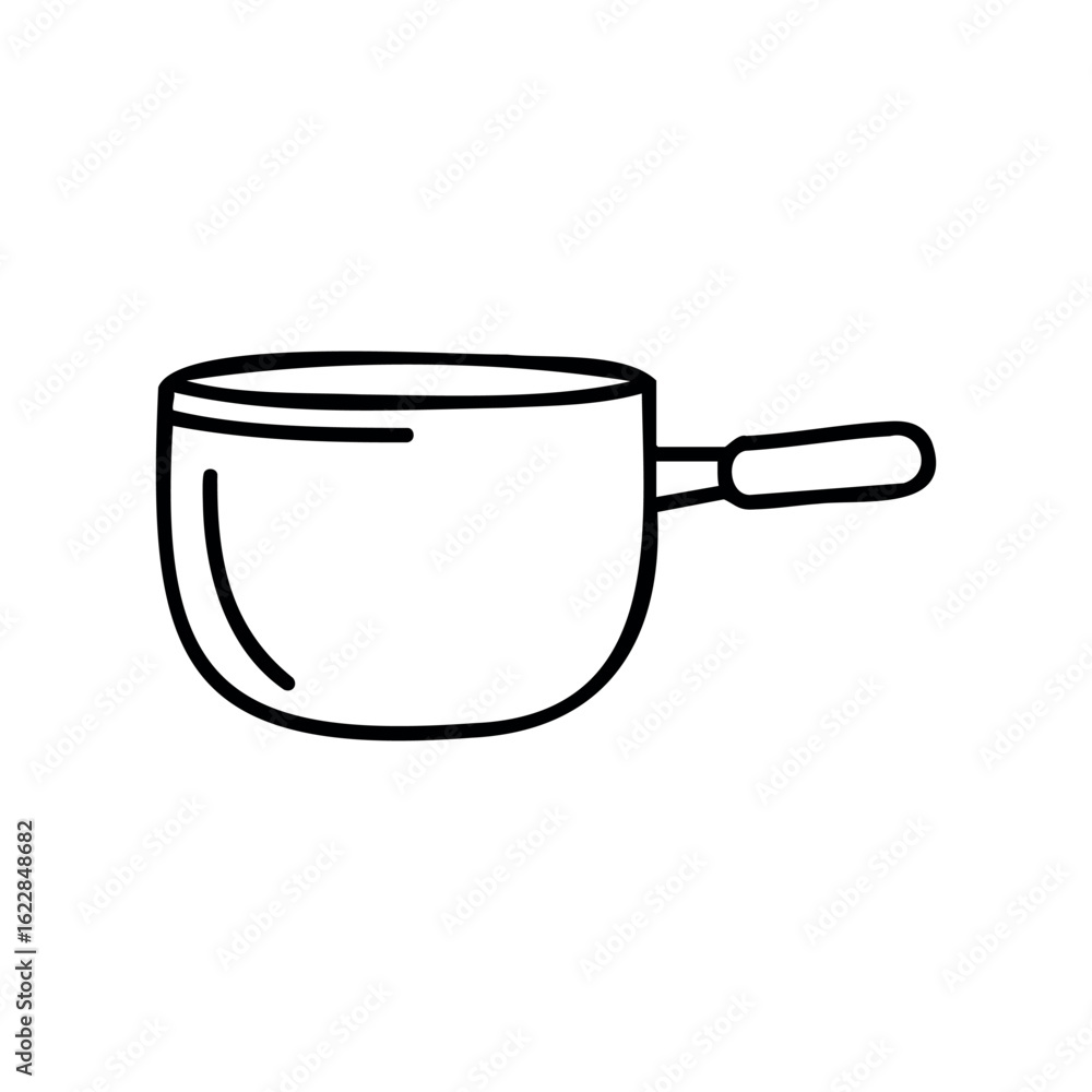Poster simple line drawing of a cooking pot with handle – stock vector icon in line style