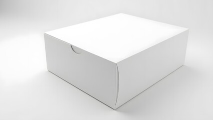 Cardboard Box with Lid on White Studio Background