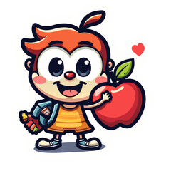 Cute Student with Apple Sticker