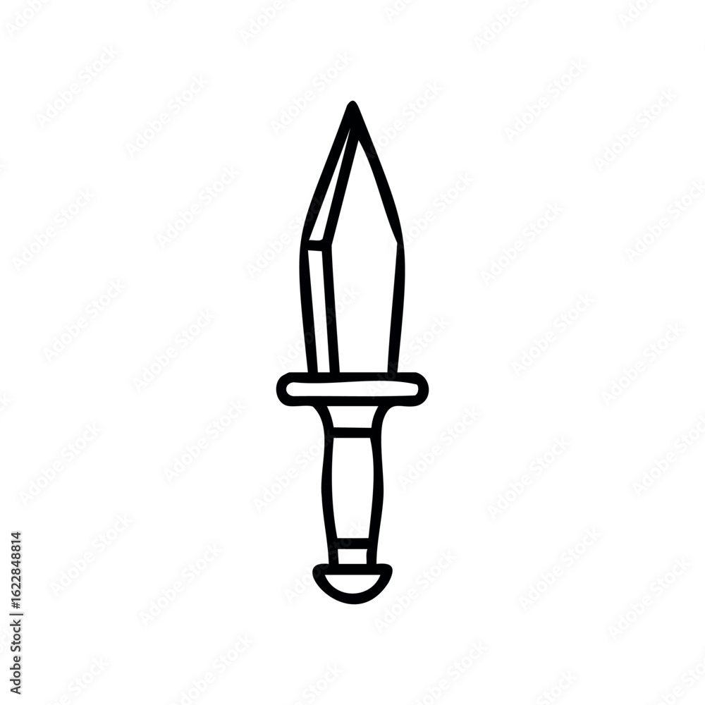 Poster simple black and white dagger line art design for crafting and decoration – stock vector icon in lin
