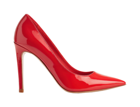 Elegant red high heel shoe display fashion store product isolated on transparent background, png - Powered by Adobe