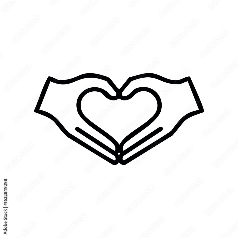 Aufkleber line art heart gesture with hands forming a heart shape – stock vector icon in line style