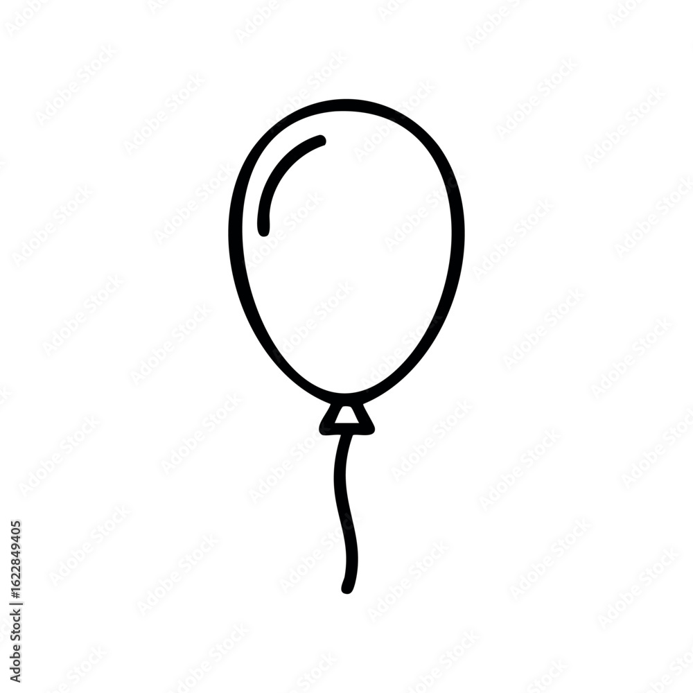 Poster simple outline of a balloon in black and white design – stock vector icon in line style
