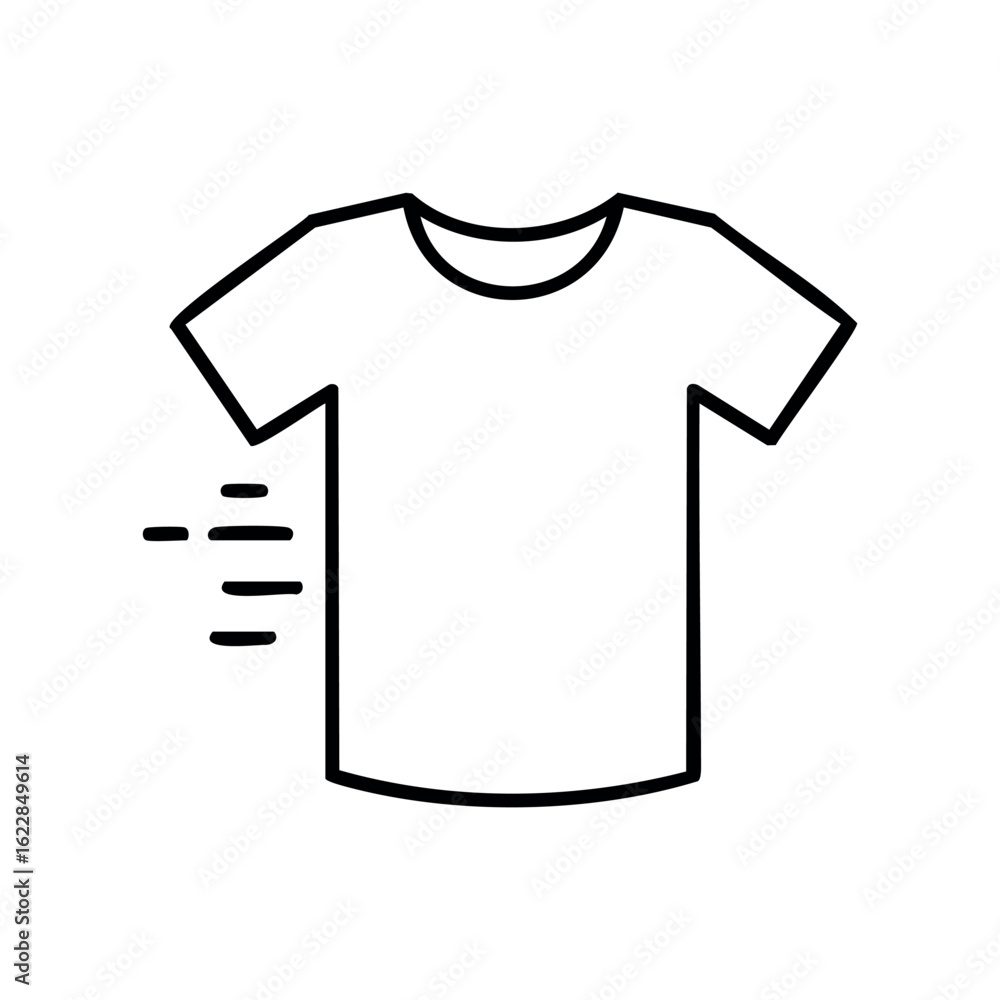 Poster simple outline of a short-sleeve t-shirt with motion lines – stock vector icon in line style
