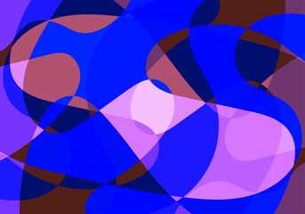 Fondo abstracto de formas curvas y onduladas rosas, azul, morado, y blanco 