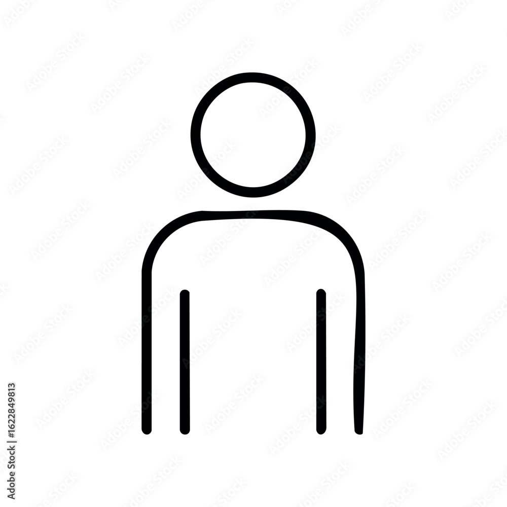 Poster simple male outline figure icon representing anonymous person – stock vector icon in line style