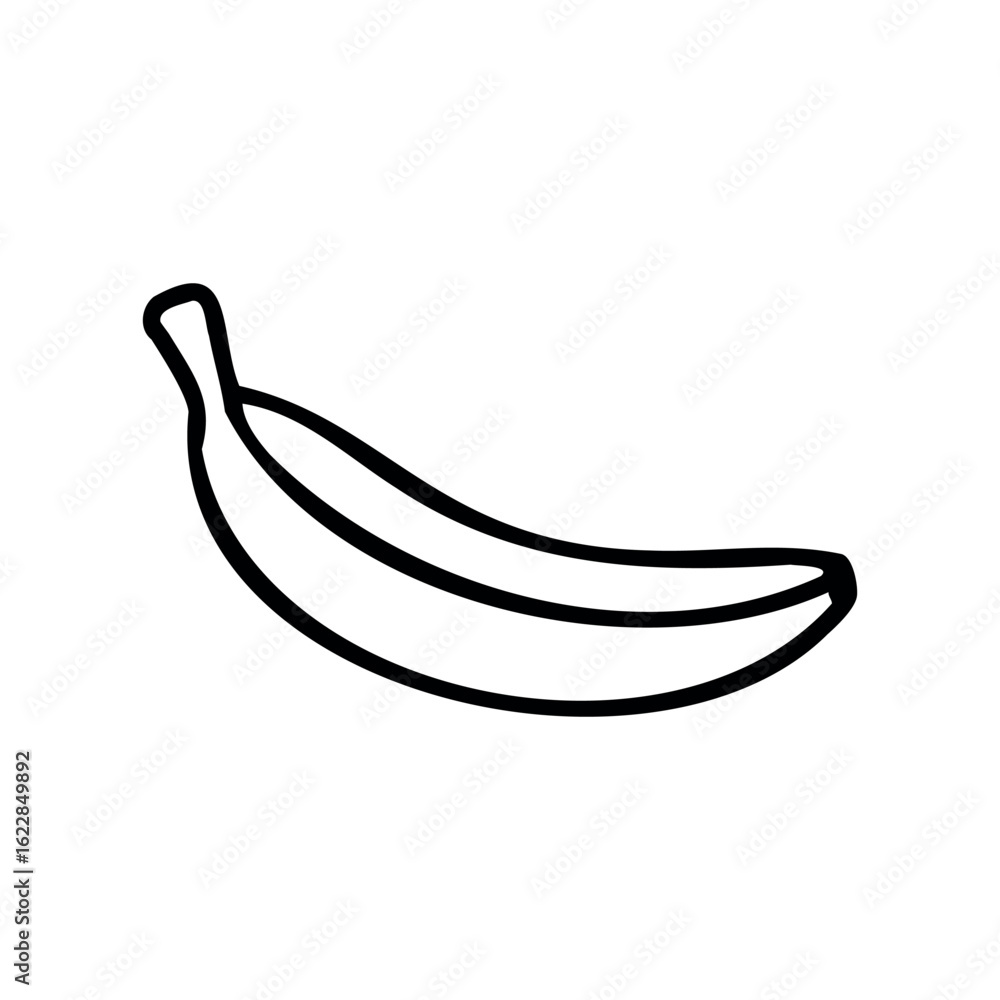 Poster simple black line drawing of a single banana outline – stock vector icon in line style