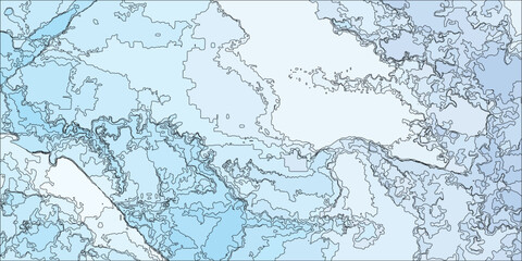 Abstract Topographic Map with Blue And Black Contour Lines.