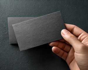 Hand holding blank business cards