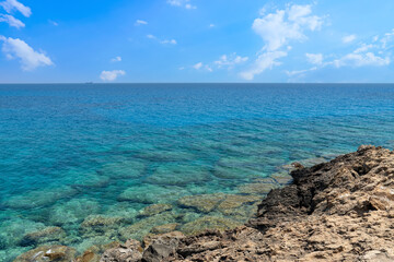 Seaside view near the Apostolos Andreas Monastery at Karpaz region in Northern Cyprus