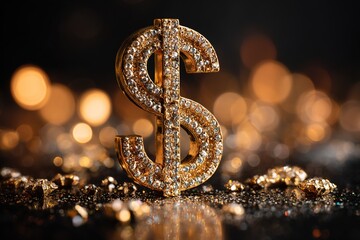 Golden chain-link snake jewelry with a diamond ring on a black background.